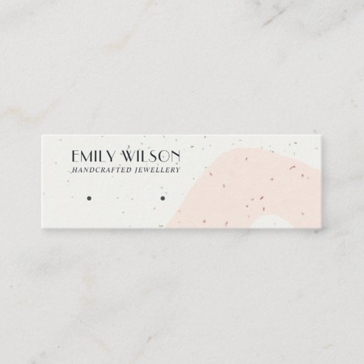 ABSTRACTE KERAMISCHE BLUSH PEACH STUD OORBEL DISPL MINI VISITEKAARTJE (Voorkant)