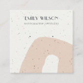 ABSTRACTE KERAMISCHE BLUSH PEACH STUD OORBEL DISPL VIERKANTE VISITEKAARTJE (Voorkant)
