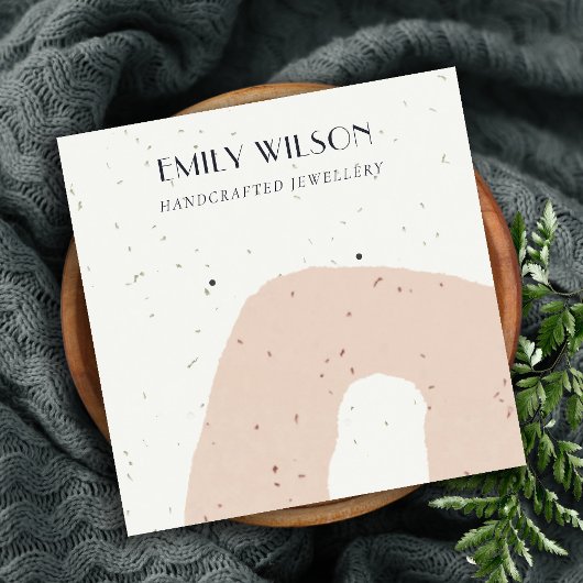 ABSTRACTE KERAMISCHE BLUSH PEACH STUD OORBEL DISPL VIERKANTE VISITEKAARTJE