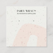 ABSTRACTE KERAMISCHE BLUSH PEACH STUD OORBEL DISPL VIERKANTE VISITEKAARTJE (Voorkant)