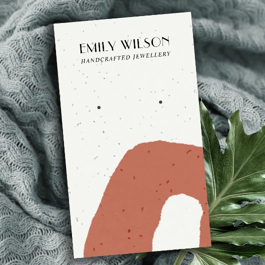 ABSTRACTE KERAMISCHE BLUSH PEACH STUD OORBEL DISPL VISITEKAARTJE