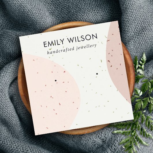 ABSTRACTE KERAMISCHE BLUSH ROZE STUD OORBEL DISPLA VIERKANTE VISITEKAARTJE