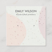 ABSTRACTE KERAMISCHE BLUSH ROZE STUD OORBEL DISPLA VIERKANTE VISITEKAARTJE (Voorkant)