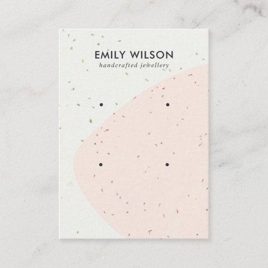 ABSTRACTE KERAMISCHE BLUSH WAVE 2 STUD OORBEL DISP VISITEKAARTJE (Voorkant)