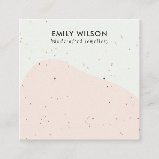 ABSTRACTE KERAMISCHE BLUSH WAVE STUD OORBEL DISPLA VIERKANTE VISITEKAARTJE (Voorkant)