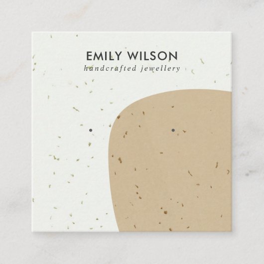 ABSTRACTE KERAMISCHE OKER KRAFT STUD OORBEL DISPLA VIERKANTE VISITEKAARTJE (Voorkant)