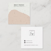 ABSTRACTE KERAMISCHE PERZIK GOLF STUD OORBEL DISPL VIERKANTE VISITEKAARTJE (Voorkant / Achterkant)