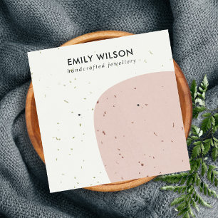 ABSTRACTE KERAMISCHE PERZIK ROZE STUD OORBEL DISPL VIERKANTE VISITEKAARTJE