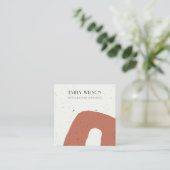 ABSTRACTE KERAMISCHE TERRACOTTA STUD EARRING DISPL VIERKANTE VISITEKAARTJE (Staand voorkant)