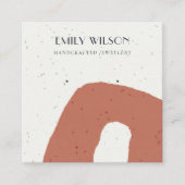 ABSTRACTE KERAMISCHE TERRACOTTA STUD EARRING DISPL VIERKANTE VISITEKAARTJE (Voorkant)