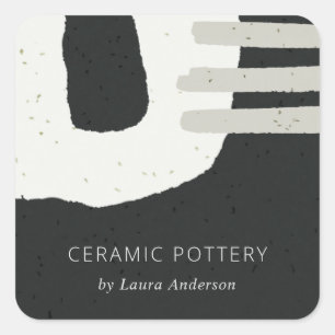 ABSTRACTE KERAMISCHE TEXTUUR CHISCHE ZWARTE GRAY G VIERKANTE STICKER
