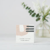 ABSTRACTE KERAMISCHE TEXTUUR PINK GESPECIFICEERD VIERKANTE VISITEKAARTJE (Staand voorkant)