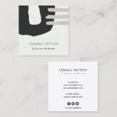 ABSTRACTE KERAMISCHE TEXTUUR ZWARTE GRAY CHIC SPEC VIERKANTE VISITEKAARTJE (Voorkant / Achterkant)