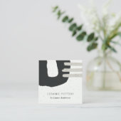 ABSTRACTE KERAMISCHE TEXTUUR ZWARTE GRAY CHIC SPEC VIERKANTE VISITEKAARTJE (Staand voorkant)