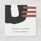 ABSTRACTE KERAMISCHE TEXTUUR ZWARTE RUST CHIC SPEC VIERKANTE VISITEKAARTJE (Voorkant)