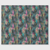 Abstracte kerst blauwgroen gouden luipaard cadeaupapier (Vlak)