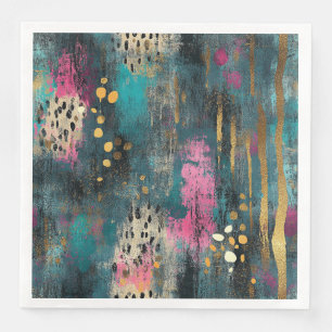 Abstracte kerst blauwgroen roze luipaardpatroon servet
