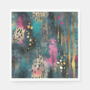 Abstracte kerst blauwgroen roze luipaardpatroon servet
