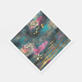 Abstracte kerst blauwgroen roze luipaardpatroon servet (Hoek)