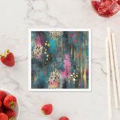 Abstracte kerst blauwgroen roze luipaardpatroon servet (Insitu)
