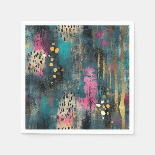 Abstracte kerst blauwgroen roze luipaardpatroon servet (Voorkant)