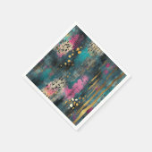 Abstracte kerst blauwgroen roze luipaardpatroon servet (Hoek)