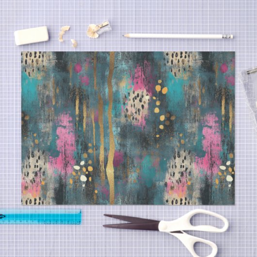 Abstracte kerst blauwgroen roze luipaardpatroon tissuepapier (Craft)