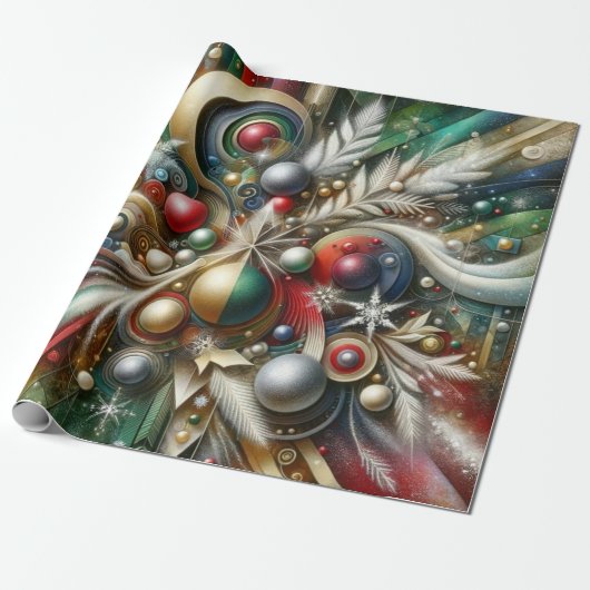 Abstracte kerst cadeaupapier (Uitgerold)