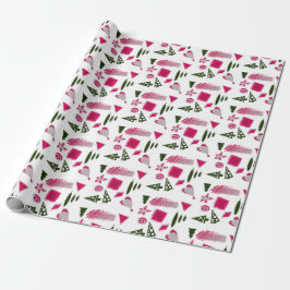 Abstracte Kerst design in roze & roze Cadeaupapier