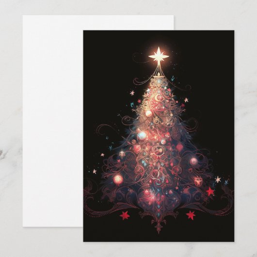 Abstracte Kerst Kaarten -  Kerstboom (Voorkant / Achterkant)