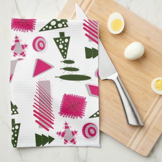 Abstracte kerst keukenhanddoek (Quarter Fold)