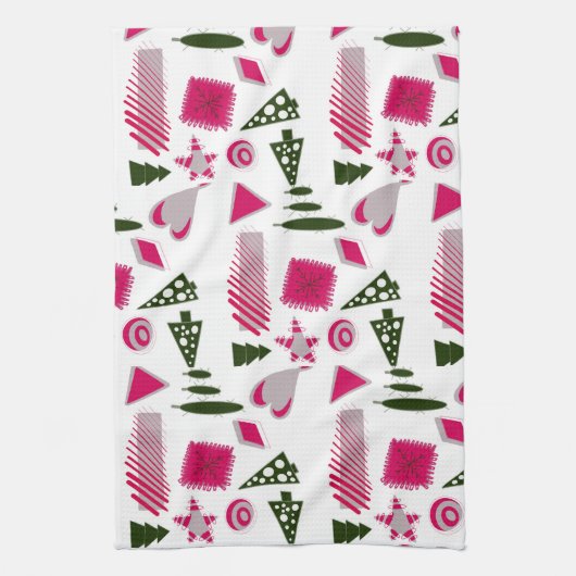 Abstracte kerst keukenhanddoek (Verticaal)