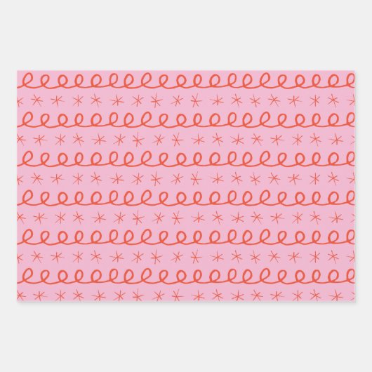 Abstracte kerst met rood en roze oog inpakpapier vel (Voorkant 2)