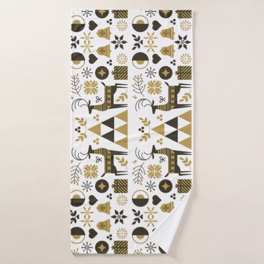 Abstracte kerst rendier modern geometrisch badhanddoek (Badhanddoek)