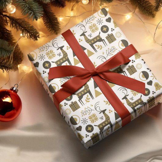 Abstracte kerst rendier modern geometrisch cadeaupapier