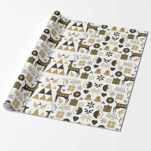 Abstracte kerst rendier modern geometrisch cadeaupapier (Uitgerold)