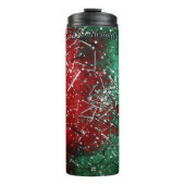 Abstracte Kerst Rood Groen Glitter Thermosbeker (Voorkant)