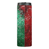 Abstracte Kerst Rood Groen Glitter Thermosbeker (Achterkant)