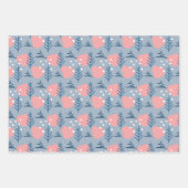 Abstracte kerstblauwe roze sterren Snowflakes Pine Inpakpapier Vel (Voorkant)