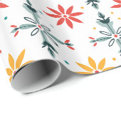 Abstracte kerstbloemen cadeaupapier (Rol Hoek)