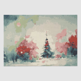 Abstracte kerstbomen 3 aquarel tissuepapier