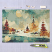 Abstracte kerstbomen 6 aquarel tissuepapier (Craft)