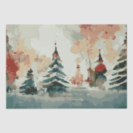 Abstracte kerstbomen 8 aquarel tissuepapier