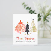 Abstracte kerstbomen budget vakantiekaartje (Staand voorkant)