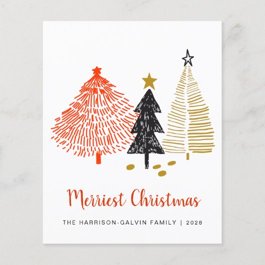 Abstracte kerstbomen budget vakantiekaartje (Voorkant)