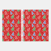Abstracte kerstbomen en lintvrije feestdagen inpakpapier vel (Voorkant 2)
