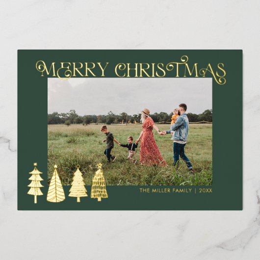 Abstracte Kerstbomen Goud Folie Feestdagenkaart (Voorkant)
