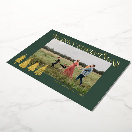 Abstracte Kerstbomen Goud Folie Feestdagenkaart (Gedraaid)