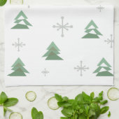 Abstracte kerstbomen in de Midden-eeuwse winter Theedoek (Gevouwen)