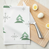 Abstracte kerstbomen in de Midden-eeuwse winter Theedoek (Quarter Fold)